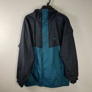 Y2K Helly Hansen black/teal green streetwear windbreaker jacket mens L tall